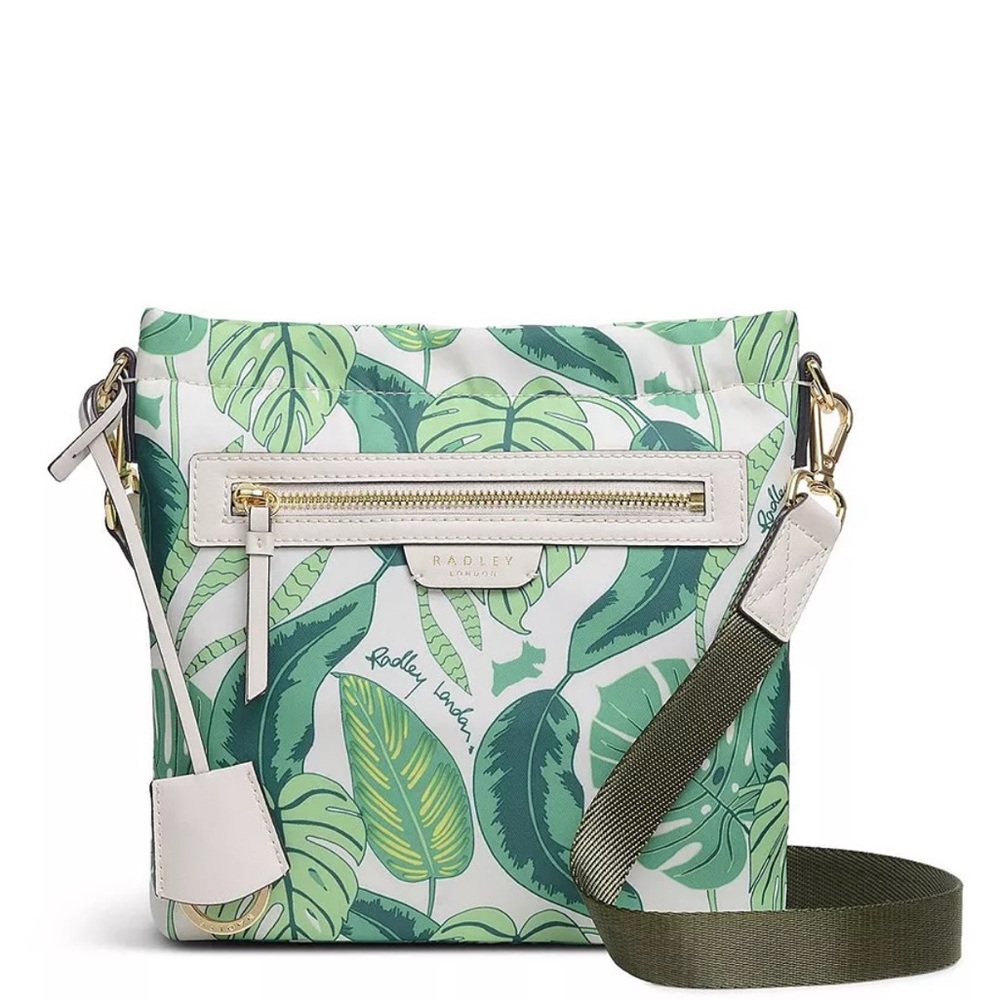RADLEY LONDON MAPLE SMALL ZIPTOP CROSSBODY GREEN TROPICAL PALM CHALK